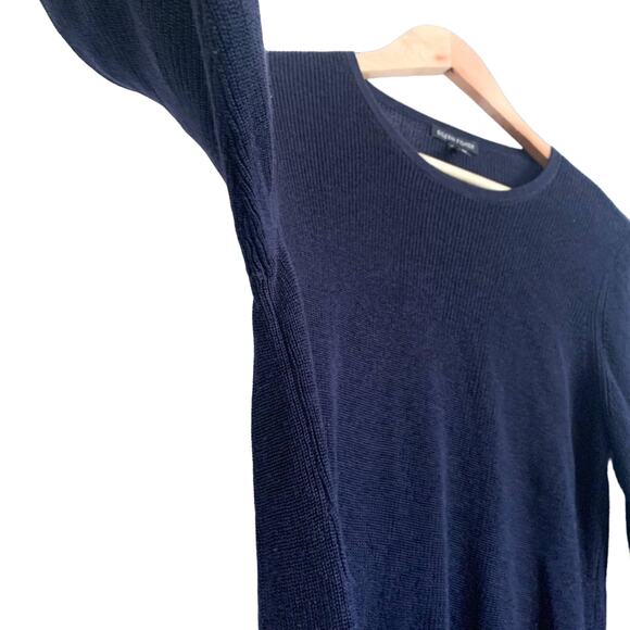 Eileen Fisher Colorblock Tencel Silk Blend Long Sleeve Sweater Navy Brown Small - Picture 4 of 7